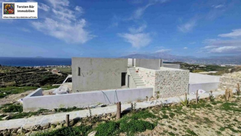 Kalamaki Kreta, Kalamaki ebenerdige Villa im Rohbau mit Panorama-Meerblick Haus kaufen
